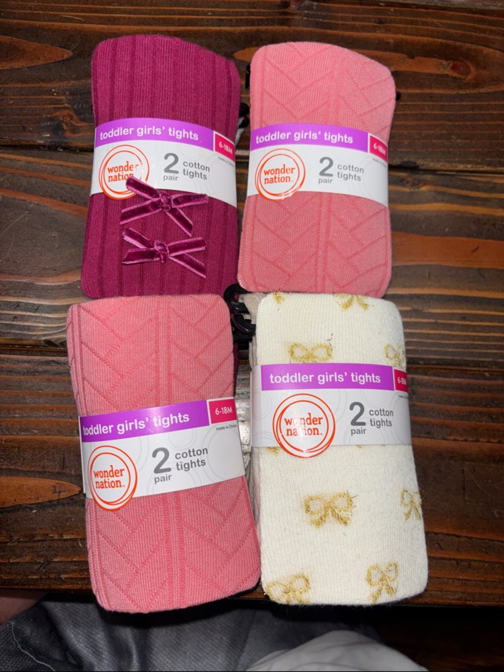 Wonder Nation Toddler Girls' Tights!  Size 6-18M! 4 Packs Brand New!